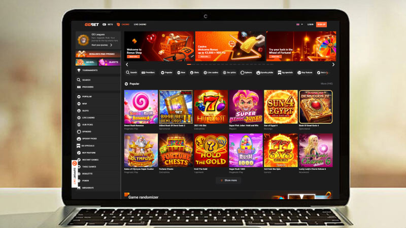 Снимка на главната страница на Казино GGbet