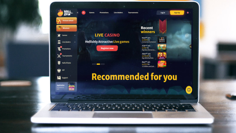 Снимка на главната страница на Казино HellSpin