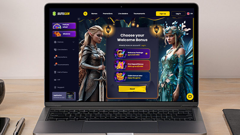 Снимка на главната страница на Казино SlotsGem