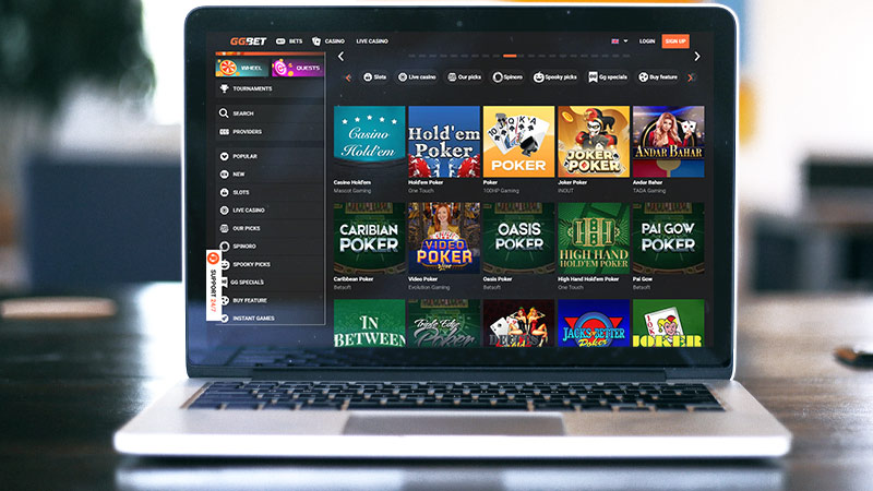 Скрийншот на страницата за покер на живо GGbet на екрана на лаптопа
