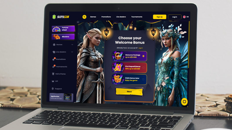 Снимка на главната страница на Казино SlotsGem