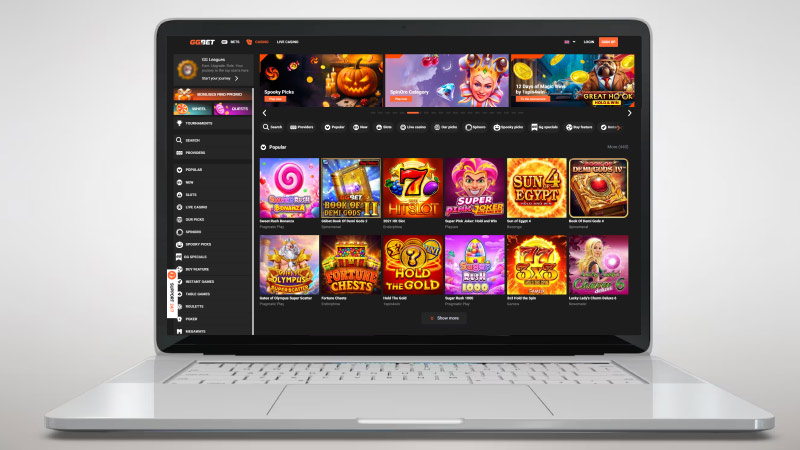Скрийншот на главната страница на Казино GGbet на екрана на лаптопа