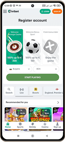 Мобилна екранна снимка на главната страница на Ivibet