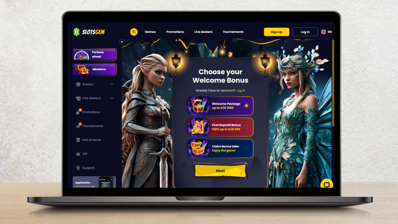 Снимка на главната страница на Казино SlotsGem